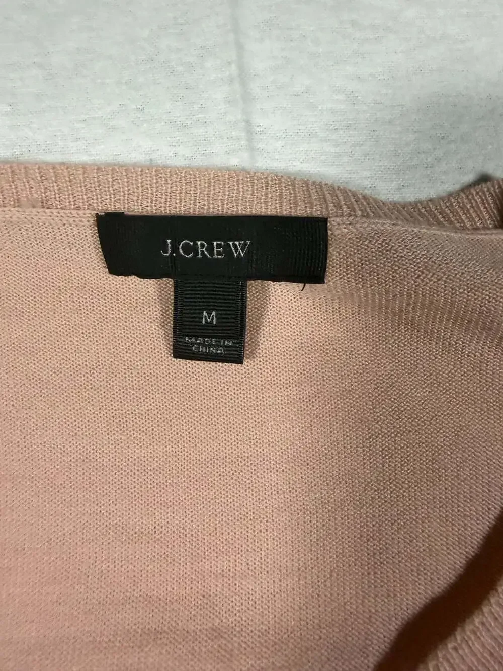 J. Crew Blush Pink Embroidered Merino Wool Long Sleeve Sweater